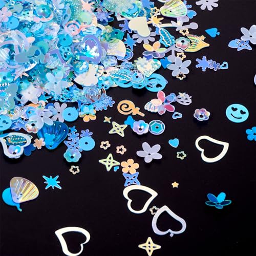 Beadthoven Pailletten und Spangles zum Basteln, Pastellfarben, gemischte Formen, schillernde, glitzernde Flocken, Pailletten, DIY-Kunst-Pailletten für Weihnachtskleidung, Party-Dekorationen von BB Beadthoven
