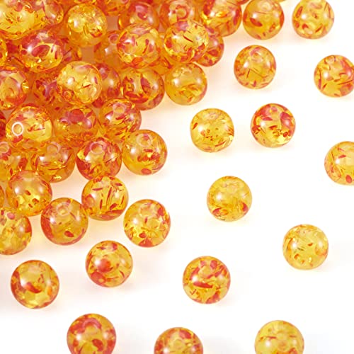 Beadthoven 100 Stück künstliche Bernsteinperlen aus Kunstharz, 8 mm, runde Kugel, klare Blume, Feuerbernstein, Perlen für Mala, Yoga, Schmuck, Halskette, Armbänder, Orange, Gold Beadthoven 100 Stück künstliche Bernsteinperlen aus Kunstharz, 8 mm, runde Kugel, klare Blume, Feuerbernstein, Perlen für Mala, Yoga, Schmuck, Halskette, Armbänder, Orange, Gold von BB Beadthoven