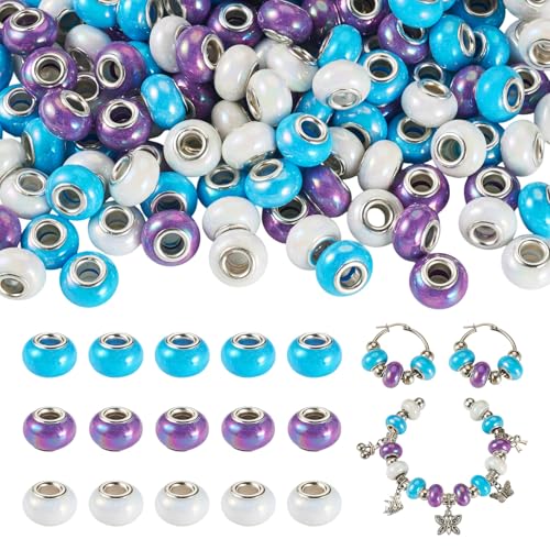 Beadthoven Perlen mit großem Loch für Charm-Armbänder, schillernde, europäische Harzperlen für Stifte, undurchsichtige Rondelle, Abstandshalter für Schmuckherstellung, DIY, Handwerk, Feenstab – Blau Beadthoven Perlen mit großem Loch für Charm-Armbänder, schillernde, europäische Harzperlen für Stifte, undurchsichtige Rondelle, Abstandshalter für Schmuckherstellung, DIY, Handwerk, Feenstab – Blau von BB Beadthoven