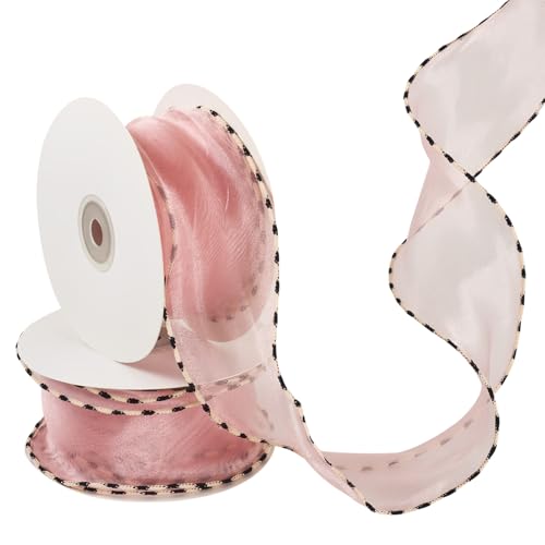 Beadthoven Polyester-Organzaband, 60 mm breit, metallischer Drahtrand, durchscheinendes Chiffonband für Schleife, Kränze, Blumenstrauß, Kleidung, Dekoration, Basteln, Rosa, 2 Rollen Beadthoven Polyester-Organzaband, 60 mm breit, metallischer Drahtrand, durchscheinendes Chiffonband für Schleife, Kränze, Blumenstrauß, Kleidung, Dekoration, Basteln, Rosa, 2 Rollen von BB Beadthoven