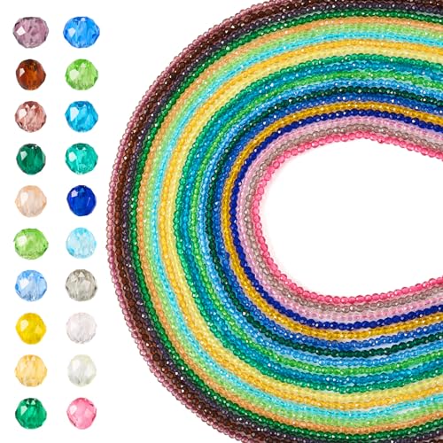 Beadthoven Runde Glasperlen, Stränge, 2 mm, 20 Farben, facettierte Abstandshalter, Glasperlen, transparente Großperlen für DIY-Armbänder, Schmuckherstellung, 20 Stränge Beadthoven Runde Glasperlen, Stränge, 2 mm, 20 Farben, facettierte Abstandshalter, Glasperlen, transparente Großperlen für DIY-Armbänder, Schmuckherstellung, 20 Stränge von BB Beadthoven