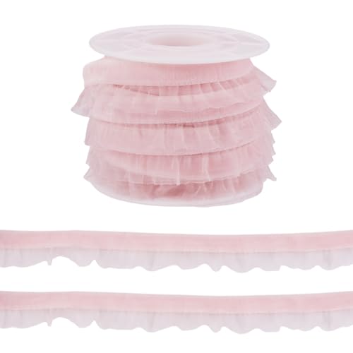 Beadthoven Samt-Organza-Rüschenborte, 15 mm, einseitig, plissiert, Spitzenbordüre, zerknitterter Chiffon-Rand, Band zum Nähen, Basteln, Kostüme, Kissenbezüge, Verzierungen, Rosa Beadthoven Samt-Organza-Rüschenborte, 15 mm, einseitig, plissiert, Spitzenbordüre, zerknitterter Chiffon-Rand, Band zum Nähen, Basteln, Kostüme, Kissenbezüge, Verzierungen, Rosa von BB Beadthoven