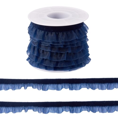 Beadthoven Samt-Organza-Rüschenborte, 15 mm, einseitig, plissiert, Spitzenborte, Falten-Chiffon-Rand, Band zum Nähen, Basteln, Kostüme, Kissenbezüge, Verzierungen, Preußischblau Beadthoven Samt-Organza-Rüschenborte, 15 mm, einseitig, plissiert, Spitzenborte, Falten-Chiffon-Rand, Band zum Nähen, Basteln, Kostüme, Kissenbezüge, Verzierungen, Preußischblau von BB Beadthoven