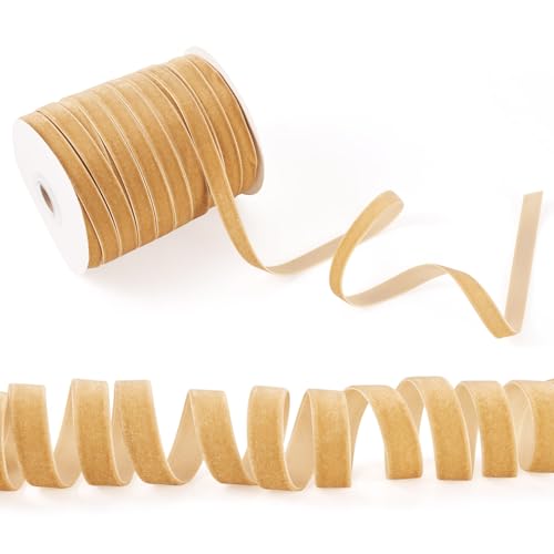 Beadthoven Samtband, 45,7 m, einseitig, weich, luxuriös, dekoratives Bastelband, Samtband zum Verpacken, Verpacken, Party-Dekoration, Goldrute Beadthoven Samtband, 45,7 m, einseitig, weich, luxuriös, dekoratives Bastelband, Samtband zum Verpacken, Verpacken, Party-Dekoration, Goldrute von BB Beadthoven