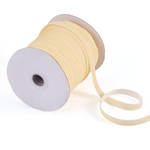 Beadthoven Samtband, einseitig, Vintage, weich, luxuriös, für Haarschleifen, Blumenstrauß, Geschenkverpackungen, Hochzeitsdekoration, 45,7 m, Beige von BB Beadthoven