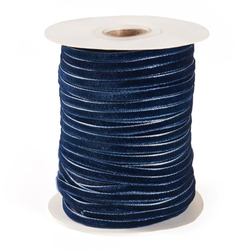 Beadthoven Samtband, einseitiges Samtband, Rolle mit Spule, weiche Bänder zum Nähen, Basteln, Verpacken, Hochzeitsbedarf, 45 m, Marineblau Beadthoven Samtband, einseitiges Samtband, Rolle mit Spule, weiche Bänder zum Nähen, Basteln, Verpacken, Hochzeitsbedarf, 45 m, Marineblau von BB Beadthoven