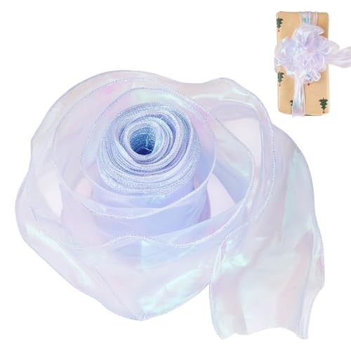 Beadthoven Schillernde Polyesterbänder, 10 cm breit, durchscheinendes Chiffonband, schimmerndes Organzaband für Blumensträuße, Verpackungen, Schleifen, Kränze, Dekoration, Basteln, Pflaume von BB Beadthoven
