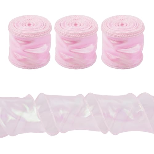 Beadthoven Schillerndes Polyesterband, 60 mm, glitzernd, durchscheinend, Chiffonband, schimmernd, Basteln, dekoratives Band für Geschenkverpackungen, Schleifen, Blumenstrauß, Dekoration, Perlrosa, 3 Beadthoven Schillerndes Polyesterband, 60 mm, glitzernd, durchscheinend, Chiffonband, schimmernd, Basteln, dekoratives Band für Geschenkverpackungen, Schleifen, Blumenstrauß, Dekoration, Perlrosa, 3 von BB Beadthoven