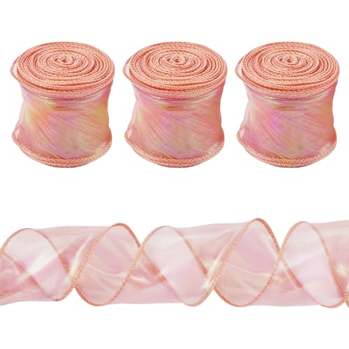 Beadthoven Schillerndes Polyesterband, 60 mm, glitzernd, schimmernd, dekoratives Band für Geschenkverpackungen, Schleifen, Blumenstrauß, Dekoration, 3 Rollen Beadthoven Schillerndes Polyesterband, 60 mm, glitzernd, schimmernd, dekoratives Band für Geschenkverpackungen, Schleifen, Blumenstrauß, Dekoration, 3 Rollen von BB Beadthoven