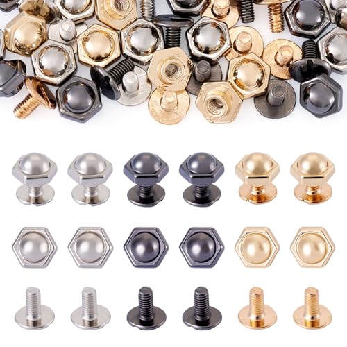 Beadthoven Sechskantnieten aus Metall, 3 Farben, Eisenschrauben, Nieten, Nieten, Ledernieten mit Legierungsmuttern für DIY-Lederwaren, Zubehör, 11,5 x 10 x 5 mm, 18 Sets Beadthoven Sechskantnieten aus Metall, 3 Farben, Eisenschrauben, Nieten, Nieten, Ledernieten mit Legierungsmuttern für DIY-Lederwaren, Zubehör, 11,5 x 10 x 5 mm, 18 Sets von BB Beadthoven