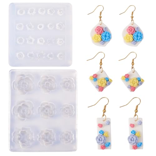 Beadthoven Silikon-Formen für Mini-Blumen-Nagelkunst, kleine Blumen, Polymer-Ton, Schmuck, Epoxidharz, Form für Ohrringe, Charms, Anhänger, Schmuckherstellung, DIY, Kunst, Handwerk, 2 Stück von BB Beadthoven