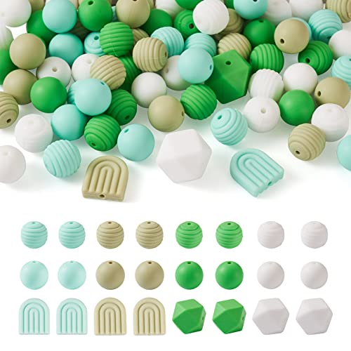 Beadthoven Silikon-Perlen, runde sechseckige Streifen, Regenbogenfarben, Boho, Gummi-Bastelperlen für Halskette, Armband, Schlüsselanhänger, Schmuckherstellung, Dekoration, 88 Stück Beadthoven Silikon-Perlen, runde sechseckige Streifen, Regenbogenfarben, Boho, Gummi-Bastelperlen für Halskette, Armband, Schlüsselanhänger, Schmuckherstellung, Dekoration, 88 Stück von BB Beadthoven