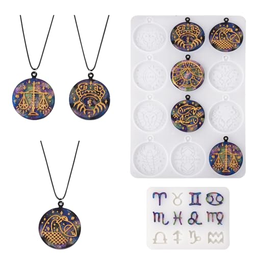 Beadthoven Silikonformen, Sternzeichen, Kunstharz, Kreis, Epoxidharz, Sternbild, Anhänger, Gießform für Bastelarbeiten, Schmuck, Halsketten, Ohrringe, Schlüsselanhänger, Anhänger, 2 Stück Beadthoven Silikonformen, Sternzeichen, Kunstharz, Kreis, Epoxidharz, Sternbild, Anhänger, Gießform für Bastelarbeiten, Schmuck, Halsketten, Ohrringe, Schlüsselanhänger, Anhänger, 2 Stück von BB Beadthoven