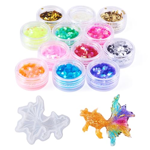 Beadthoven Silikonformen für Koi-Fische, 3D-Goldfisch-Harz-Form, kleine niedliche Fisch-Cabochons, Schmuck, Harzgussformen mit bunten Nagelkunst-Pailletten für Epoxidharz, Basteln Beadthoven Silikonformen für Koi-Fische, 3D-Goldfisch-Harz-Form, kleine niedliche Fisch-Cabochons, Schmuck, Harzgussformen mit bunten Nagelkunst-Pailletten für Epoxidharz, Basteln von BB Beadthoven