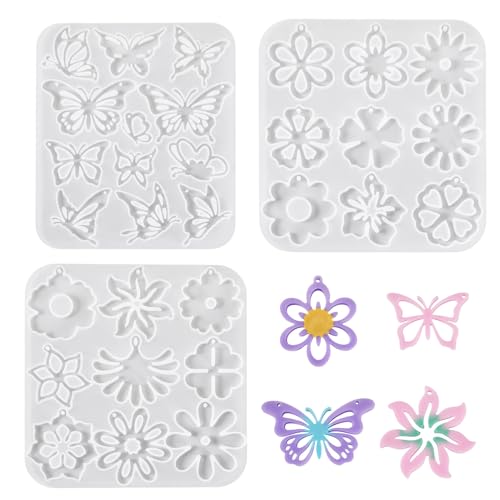 Beadthoven Silikonformen mit Blumen- und Schmetterling-Anhänger, Harz-Ohrringformen mit Loch, verschiedene Blumen- und Schmetterlings-Schmuckgussformen für Epoxidharz, Schmuckherstellung, DIY Beadthoven Silikonformen mit Blumen- und Schmetterling-Anhänger, Harz-Ohrringformen mit Loch, verschiedene Blumen- und Schmetterlings-Schmuckgussformen für Epoxidharz, Schmuckherstellung, DIY von BB Beadthoven