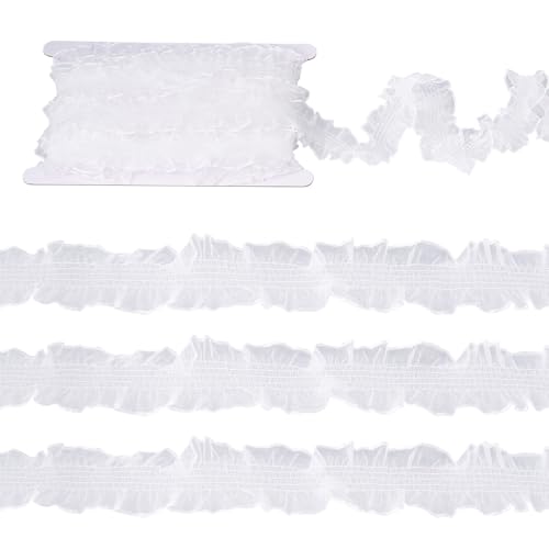 Beadthoven Spitzenband aus Polyester, plissiert, 33 mm breit, Rüschen, elastisches Spitzenband zum Nähen, Basteln, Basteln, Kostüm, Kissenbezug, Verzierungen, Schleifenherstellung, 9,1 m, Weiß Beadthoven Spitzenband aus Polyester, plissiert, 33 mm breit, Rüschen, elastisches Spitzenband zum Nähen, Basteln, Basteln, Kostüm, Kissenbezug, Verzierungen, Schleifenherstellung, 9,1 m, Weiß von BB Beadthoven