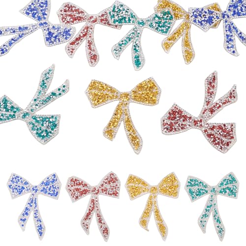 Beadthoven Strass-Schleife zum Aufbügeln, verschiedene Farben, glitzernde Kristallperlen, Schleifen-Applikationen zum Aufnähen auf Kleidung, Jeans, Jacken, Taschen, Hüte, Rucksäcke, Dekorationen von BB Beadthoven