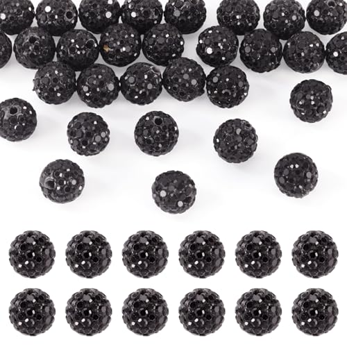 Beadthoven Strassstein-Perlen, 10 mm, Pavé-Fassung, handgefertigt, Polymer-Ton, 6 Reihen, Strass, runde Perlen für Armbänder, Stifte, Basteln, Schmuckherstellung, Schwarz, 30 Stück Beadthoven Strassstein-Perlen, 10 mm, Pavé-Fassung, handgefertigt, Polymer-Ton, 6 Reihen, Strass, runde Perlen für Armbänder, Stifte, Basteln, Schmuckherstellung, Schwarz, 30 Stück von BB Beadthoven