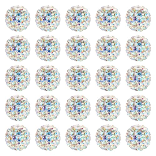 Beadthoven Strassstein-Perlen, 10 mm, Pavé-Fassung, handgefertigt, Polymer-Ton, 6 Reihen, Strass, runde Perlen für Armbänder, Stifte, Handwerk, Schmuckherstellung, Kristall, AB von BB Beadthoven