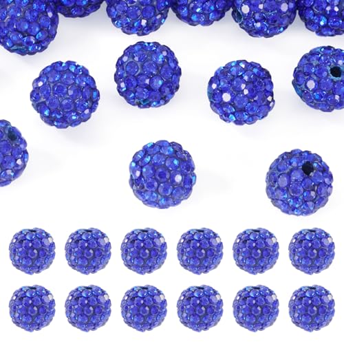 Beadthoven Strassstein-Perlen, 10 mm, Pavé-Fassung, handgefertigt, Polymer-Ton, 6 Reihen, Strass, runde Perlen für Armbänder, Stifte, Handwerk, Schmuckherstellung, Saphir, 30 Stück Beadthoven Strassstein-Perlen, 10 mm, Pavé-Fassung, handgefertigt, Polymer-Ton, 6 Reihen, Strass, runde Perlen für Armbänder, Stifte, Handwerk, Schmuckherstellung, Saphir, 30 Stück von BB Beadthoven