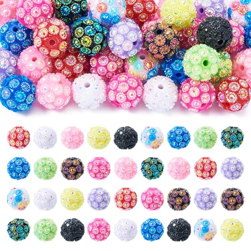 Beadthoven Strassstein-Perlen für Stifte, ausgefallene Kristall-Acrylperlen, Glitzer, glitzernde Diamantperlen, 16 mm, klobige Kaugummi-Perlen für Schmuckherstellung, Schlüsselanhänger, Perlen, Stifte von BB Beadthoven