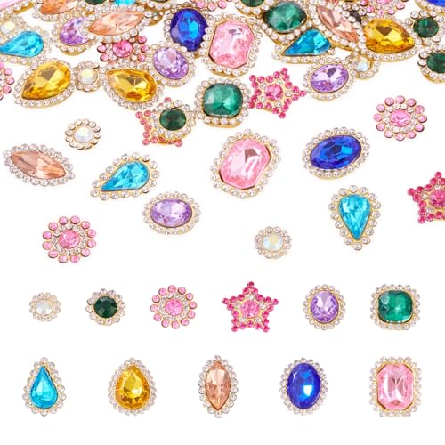 Beadthoven Strasssteine zum Aufnähen, gemischte Formen, Kristall-Edelsteine mit Metallbasis, goldene Klaue, flache Rückseite, Strasssteine für Handwerk, Kleidung, Schuhe, Schuhe, Kleider von BB Beadthoven