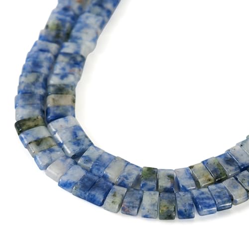 Beadthoven Tila-Perlen, 1 Strang, natürliche Edelsteine, blaue Punkte, Jaspis, 2 Löcher, quadratische Rocailles, Trägerperlen für mehrsträngige Armbänder, Halsketten, Basteln, Schmuckherstellung, 150 von BB Beadthoven