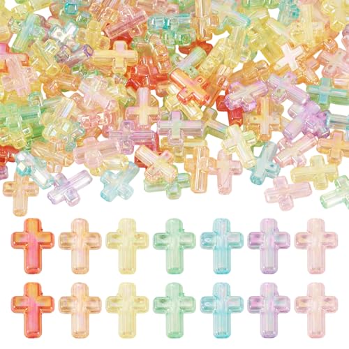 Beadthoven Transparente Acryl-Kreuzperlen, AB-Farbe, Acrylperlen, Kruzifix, Kreuz, lose Bastelperlen für Halsketten, Armbänder, Ohrringe, Schmuckherstellung, DIY, Basteln, Loch: 2,7 mm, 200 Stück Beadthoven Transparente Acryl-Kreuzperlen, AB-Farbe, Acrylperlen, Kruzifix, Kreuz, lose Bastelperlen für Halsketten, Armbänder, Ohrringe, Schmuckherstellung, DIY, Basteln, Loch: 2,7 mm, 200 Stück von BB Beadthoven