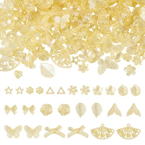 Beadthoven Transparente Acrylperlen, Acrylperlen, Blume, Schmetterling, Schleife, Blatt, Kawaii, Bastelperle für DIY, Basteln, Armbänder, Halsketten, Hellgelb, 100 g Beadthoven Transparente Acrylperlen, Acrylperlen, Blume, Schmetterling, Schleife, Blatt, Kawaii, Bastelperle für DIY, Basteln, Armbänder, Halsketten, Hellgelb, 100 g von BB Beadthoven