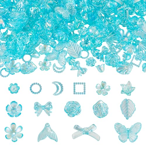 Beadthoven Transparente Acrylperlen, Acrylperlen, Blume, Schmetterling, Schleife, Blatt, Kawaii, Bastelperle für DIY, Basteln, Armbänder, Halsketten, Helltürkis, 100 g Beadthoven Transparente Acrylperlen, Acrylperlen, Blume, Schmetterling, Schleife, Blatt, Kawaii, Bastelperle für DIY, Basteln, Armbänder, Halsketten, Helltürkis, 100 g von BB Beadthoven