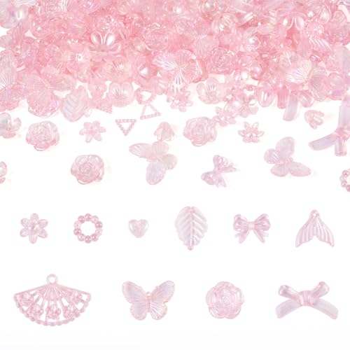 Beadthoven Transparente Acrylperlen, Acrylperlen, Blume, Schmetterling, Schleife, Blatt, Kawaii, Bastelperle für DIY, Basteln, Armbänder, Halsketten, Rosa, 100 g Beadthoven Transparente Acrylperlen, Acrylperlen, Blume, Schmetterling, Schleife, Blatt, Kawaii, Bastelperle für DIY, Basteln, Armbänder, Halsketten, Rosa, 100 g von BB Beadthoven