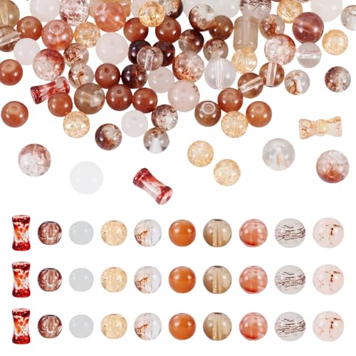 Beadthoven Transparente Glasperlen, 80 g, gemischter Stil, glatt, matt, rund, Kristallperle, Acryl, Crackle lose Perlen für Schmuckherstellung, DIY, Handwerk, Sattelbraun Beadthoven Transparente Glasperlen, 80 g, gemischter Stil, glatt, matt, rund, Kristallperle, Acryl, Crackle lose Perlen für Schmuckherstellung, DIY, Handwerk, Sattelbraun von BB Beadthoven
