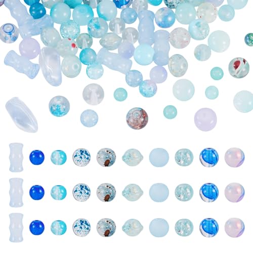 Beadthoven Transparente Glasperlen, 80 g, gemischter Stil, glatt, matt, rund, Kristallperlen, Acryl, Crackle, lose Perlen für Schmuckherstellung, DIY, Handwerk, Dunkelblau Beadthoven Transparente Glasperlen, 80 g, gemischter Stil, glatt, matt, rund, Kristallperlen, Acryl, Crackle, lose Perlen für Schmuckherstellung, DIY, Handwerk, Dunkelblau von BB Beadthoven