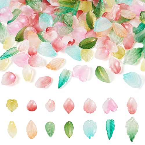 Beadthoven Transparente Glasperlen für Schmuckherstellung, Farbverlauf, Glas, Blütenblätter, Charms, oben gebohrt, winzige Blätter, Abstandshalter für DIY-Armbänder, Halsketten, Ohrringe, 140 Stück Beadthoven Transparente Glasperlen für Schmuckherstellung, Farbverlauf, Glas, Blütenblätter, Charms, oben gebohrt, winzige Blätter, Abstandshalter für DIY-Armbänder, Halsketten, Ohrringe, 140 Stück von BB Beadthoven