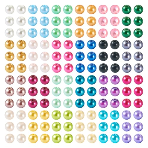 Beadthoven bunte Glasperlen aus Kunstperlen, 6 mm, zum Backen, bemalt, runde Perlen für Halsketten, Armbänder, Schmuckherstellung, Vasenfüller, 1200 Stück von BB Beadthoven