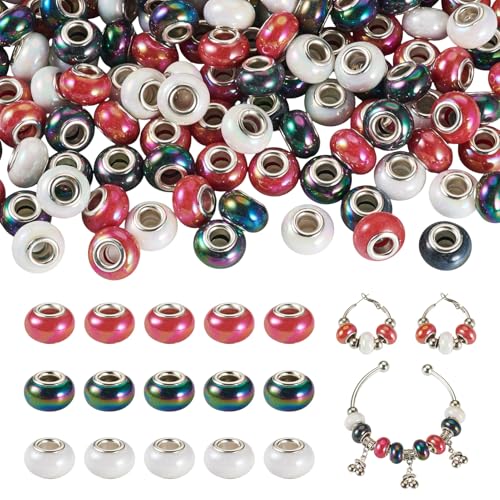 Beadthoven europäische Perlen mit großem Loch, 4,5 mm großes Loch, undurchsichtig, Kunstharz, Rondelle, Bastelperlen mit Messingkern für DIY-Stifte, Halsketten, Armbänder, Schmuckherstellung, Rot und Beadthoven europäische Perlen mit großem Loch, 4,5 mm großes Loch, undurchsichtig, Kunstharz, Rondelle, Bastelperlen mit Messingkern für DIY-Stifte, Halsketten, Armbänder, Schmuckherstellung, Rot und von BB Beadthoven