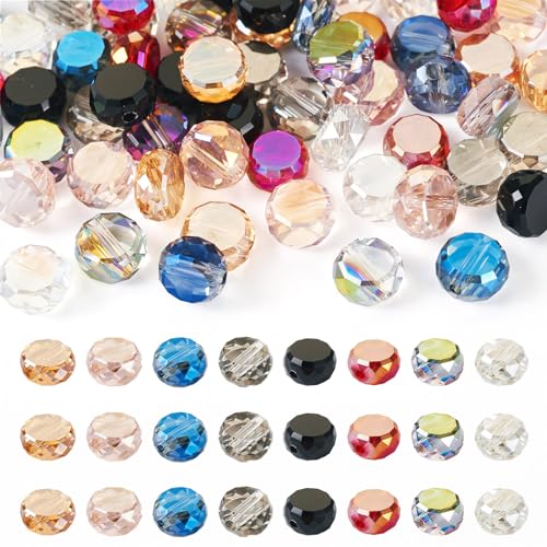 Beadthoven facettierte Glasperlen, 8 mm, Großpackung, 8 Farben, transparent, AB-Farbe, winzige, flache, runde Glasperlen, lose Abstandshalter für selbstgemachte Armbänder, Ohrringe, Beadthoven facettierte Glasperlen, 8 mm, Großpackung, 8 Farben, transparent, AB-Farbe, winzige, flache, runde Glasperlen, lose Abstandshalter für selbstgemachte Armbänder, Ohrringe, von BB Beadthoven