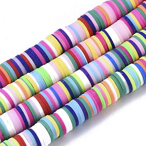 Beadthoven flache, runde, lose Perlen aus Polymer-Modelliermasse, 6 mm, 10 Stränge, bunte, afrikanische Heishi-Scheibenperlen aus Ghana, für Sommer, Boho-Stil, Surfer-Look, Schmuckherstellung von BB Beadthoven