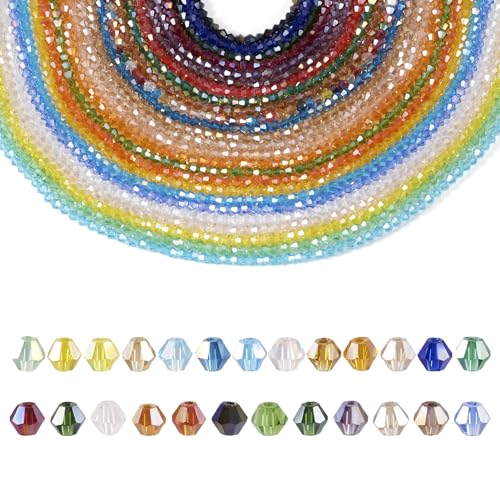 BB Beadthoven Glasperlen, galvanisiert, 4 mm, facettiert, Doppelkegel, lose Abstandshalter, Großpackung für Bastelarbeiten, Schmuckherstellung, 25 Stränge von BB Beadthoven