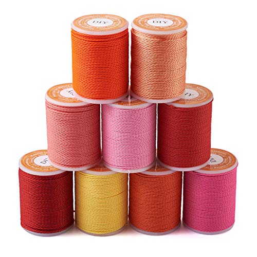 Beadthoven gewachste Polyesterschnur, 90 m, 1 mm, 9 Rollen, Makramee-Schnur, Armband, Kunsthandwerkerschnur zum Nähen, geflochtener Schmuck, Halsketten, Basteln, 9 Farben Beadthoven gewachste Polyesterschnur, 90 m, 1 mm, 9 Rollen, Makramee-Schnur, Armband, Kunsthandwerkerschnur zum Nähen, geflochtener Schmuck, Halsketten, Basteln, 9 Farben von BB Beadthoven
