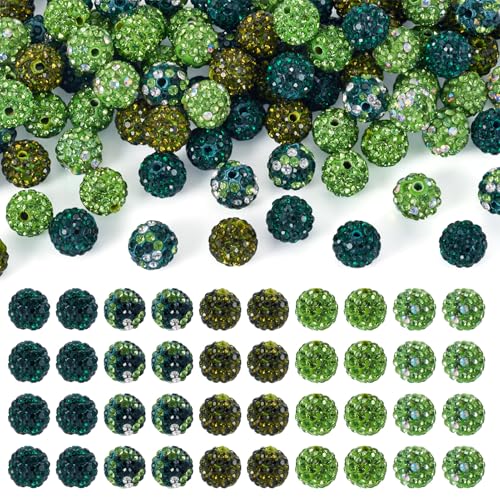 Beadthoven grüne Strassperlen, 10 mm, Pavé-Fassung, runde Polymer-Ton-Strassperlen, lose sortierte Abstandshalter für Halsketten, Armbänder, Schlüsselanhänger, Schmuckherstellung, Basteln, 100 Stück Beadthoven grüne Strassperlen, 10 mm, Pavé-Fassung, runde Polymer-Ton-Strassperlen, lose sortierte Abstandshalter für Halsketten, Armbänder, Schlüsselanhänger, Schmuckherstellung, Basteln, 100 Stück von BB Beadthoven