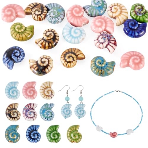 Beadthoven handgefertigte Porzellanperlen, ausgefallene antike glasierte Porzellan-Schneckenform, Keramikperlen für Bastelarbeiten, Armbänder, Halsketten, Schmuckherstellung, Loch: 3 mm, 20 Stück Beadthoven handgefertigte Porzellanperlen, ausgefallene antike glasierte Porzellan-Schneckenform, Keramikperlen für Bastelarbeiten, Armbänder, Halsketten, Schmuckherstellung, Loch: 3 mm, 20 Stück von BB Beadthoven