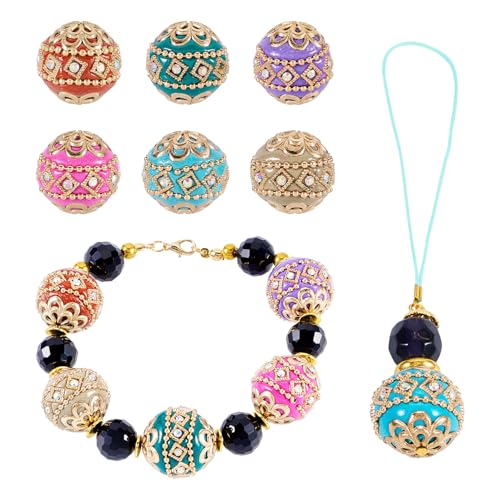 Beadthoven handgefertigte indonesische Perlen, 19 mm, antike Strass-Ton-Perlen mit Metall-Funden, große runde Perlen für DIY-Armbänder, Halsketten, Schmuckherstellung, Loch: 1 mm, 6 Stück von BB Beadthoven