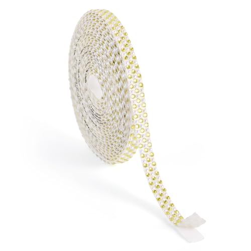 Beadthoven selbstklebendes Strassband, 10 mm, glitzernde Harz-Diamant-Imitationsperle, dekorative Kunst, Handwerk, Aufkleberband für Kostüme, Schuhe, Spiegeldekoration, Gelb, 2,7 m von BB Beadthoven