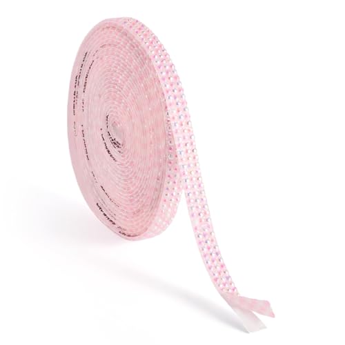 Beadthoven selbstklebendes Strassband, 10 mm, glitzernde Harz-Diamant-Imitationsperle, dekorative Kunst, Handwerk, Aufkleberband für Kostüme, Schuhe, Spiegeldekoration, Rosa, 2,7 m von BB Beadthoven