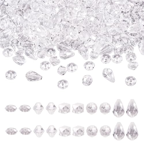 Beadthoven transparente Acrylperlen, facettiert, Bicone/Würfel/Tropfen/runde Kristall-Acrylperlen, Großpackung für DIY-Armbänder, Schmuckherstellung, transparent, 500 Stück Beadthoven transparente Acrylperlen, facettiert, Bicone/Würfel/Tropfen/runde Kristall-Acrylperlen, Großpackung für DIY-Armbänder, Schmuckherstellung, transparent, 500 Stück von BB Beadthoven