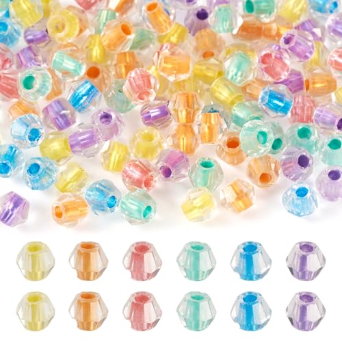Beadthoven transparente Doppelkegel-Glasperlen, winzige, facettierte Kristallperlen, Glasperlen mit blickdichtem Innenkern für Schmuckherstellung, Ohrringe, Armbänder, Bastelarbeiten, 6 Farben, 200 von BB Beadthoven