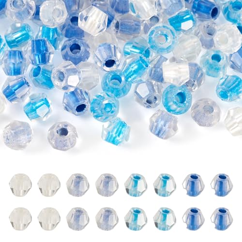 Beadthoven transparente Doppelkegel-Glasperlen, winzige, facettierte Kristallperlen, Glasperlen mit blickdichtem Innenkern für Schmuckherstellung, Ohrringe, Armbänder, Bastelarbeiten, Dodger Blue, 200 von BB Beadthoven