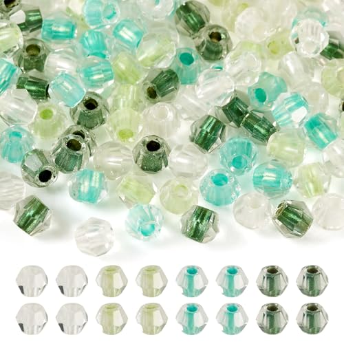 Beadthoven transparente Doppelkegel-Glasperlen, winzige, facettierte Kristallperlen, Glasperlen mit blickdichtem Innenkern für Schmuckherstellung, Ohrringe, Armbänder, Bastelarbeiten, Grün, 200 Stück von BB Beadthoven