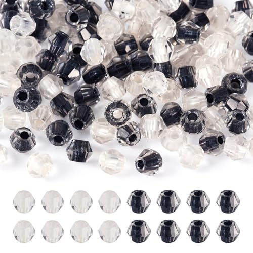 Beadthoven transparente Doppelkegel-Glasperlen, winzige, facettierte Kristallperlen, Glasperlen mit blickdichtem Innenkern für Schmuckherstellung, Ohrringe, Armbänder, Bastelarbeiten, Schwarz und Weiß Beadthoven transparente Doppelkegel-Glasperlen, winzige, facettierte Kristallperlen, Glasperlen mit blickdichtem Innenkern für Schmuckherstellung, Ohrringe, Armbänder, Bastelarbeiten, Schwarz und Weiß von BB Beadthoven